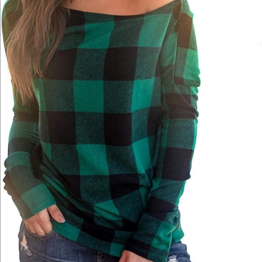 Women’s Plaid Off Shoulder Top